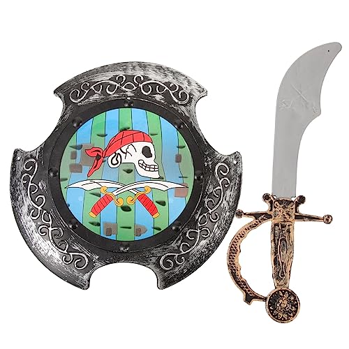 GAROZATION 1 Set Halloween Make Up Kostüm Requisiten Kinderspielzeug Kunststoff Piratenausrüstung Piratenschild 2 Teiliges Set (Golden Shield Pirat) Und Schild Spielset Kostümzubehör von GAROZATION