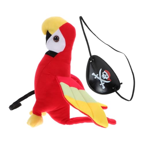 GAROZATION 1 Set Piratenpapagei Kostüm, Augenklappen, Schulterpapagei Modell, Halloween Cosplay Requisiten, Simulationspapagei Spielzeug, Ausgestopfter Papagei, Plüschvogel, Piraten Cosplay von GAROZATION