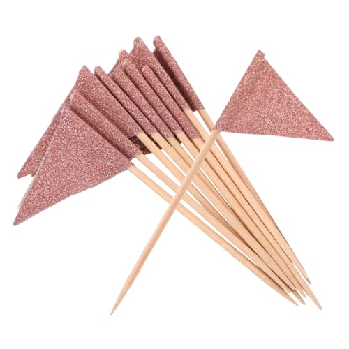 GAROZATION 12 Stück Teiliges Dreieckige Kuchenflaggen in Roségold Dekorative Food Picks für Cupcakes Desserts Obstplatten und Vorspeisen Leicht Kompakt Für Geburtstage Hochzeiten und Partys von GAROZATION