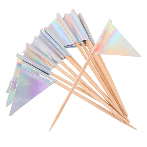 GAROZATION 12 Stück Teiliges Kleine Dreieck Flaggen Sticks Dekorative Cupcake Topper und Brotspieße für Kuchen Desserts Obst und Partygerichte Vielseitig Einsetzbar bei Geburtstagen und von GAROZATION
