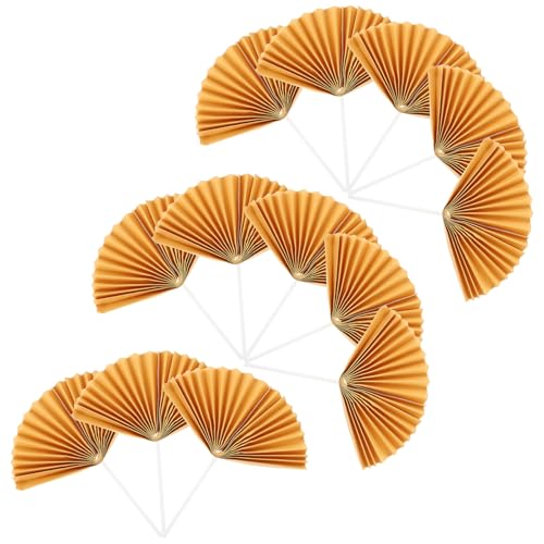 GAROZATION 16 Stück Teiliges Dekorative Papierfächer Cake Topper Klassische Hochzeitstorte Dekoration Goldfarbene Antike Fächer-designs für Geburtstags Party-cupcake-deko von GAROZATION