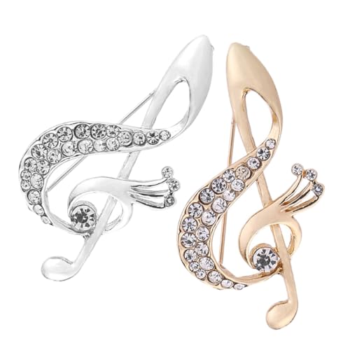 GAROZATION 2 Stück Musiknoten Brosche, Broschen, Kleid, Frau, Elegante Strass Musiknoten Brosche, Anstecknadel, Modische Kleidung, Boutonniere, Schmuck, Ornament, Musik Brosche, von GAROZATION