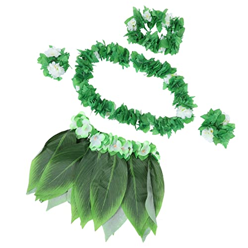 GAROZATION Hawaiianisches Hula-kostüm Grüner Grasrock Mit Blatt-armbändern Halskette Stirnband GAROZATION Hawaiianisches Hula-kostüm Grüner Grasrock Mit Blatt-armbändern Halskette Stirnband von GAROZATION