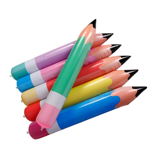 GAROZATION 6stücke Aufblasbare Bleistift Spielzeuge Jumbo Bleistift Requisiten Für Dekoration Zur Rückkehr Zur Schule Luftballons Bunten Farben Für Unvergessliche Partymomente von GAROZATION