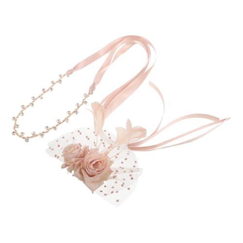 GAROZATION Braut-stirnband Im Stil Der 1920er Jahre: Gefiedertes Netz, Künstliche Rose Für Hochzeiten, Retro-fotografie-requisite – Brautjungfern-fascinator-kopfschmuck von GAROZATION