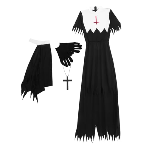 GAROZATION Vampir Kleidung Zombieschwestern Kostü Für Damen Horrorkostü Für Halloween Cosplay Outfit Für Partys Schwarze Zombie Nonne Größe l Carnival Costume for Women GAROZATION Vampir Kleidung Zombieschwestern Kostü Für Damen Horrorkostü Für Halloween Cosplay Outfit Für Partys Schwarze Zombie Nonne Größe l Carnival Costume for Women von GAROZATION