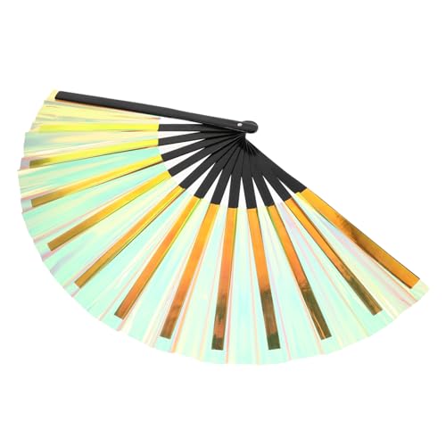 GAROZATION Faltbarer Chinesischer Handfächer aus PVC mit Bambusrahmen Irisierender Glanz Dekorativ für Hochzeit Party Bühnenauftritt Handlich Leicht zu Tragen und Robust von GAROZATION