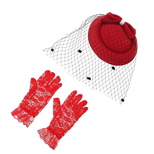 GAROZATION Fascinator-Hut-Handschuhe-Set für Frauen elegantes Cocktail-Kopfschmuck-Set 3-teiliges Mode-Accessoire GAROZATION Fascinator-Hut-Handschuhe-Set für Frauen elegantes Cocktail-Kopfschmuck-Set 3-teiliges Mode-Accessoire von GAROZATION