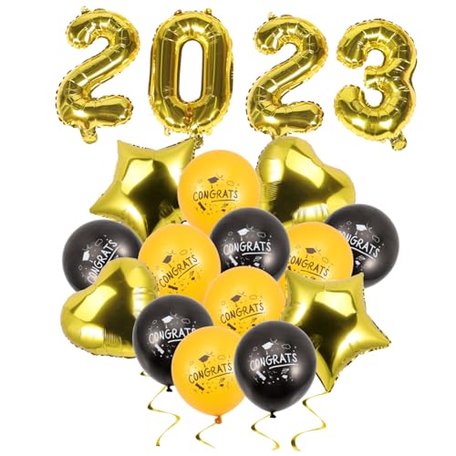 GAROZATION Graduationsballons in Gold und Schwarz Folienballons mit Stern und Herzmotiven Abschlussfeier Dekoration für Klassenraum und Party Kreative Party Deko für Schulabschluss GAROZATION Graduationsballons in Gold und Schwarz Folienballons mit Stern und Herzmotiven Abschlussfeier Dekoration für Klassenraum und Party Kreative Party Deko für Schulabschluss von GAROZATION