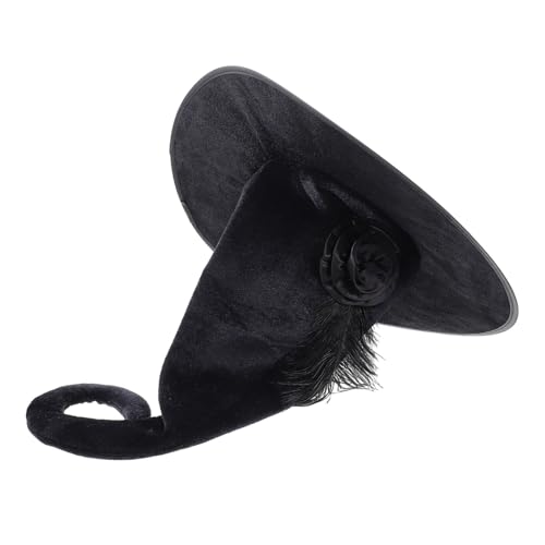 GAROZATION Hexenhut Zauberer Rollenspiel Outfits Hut Für Frauen Halloween Hexenkostüm Für Frauen Hexenkostüm Mit Spitzem Hexenhut Schwarzer Flanell von GAROZATION
