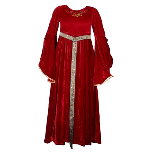 GAROZATION Mittelalterliches Prinzessinnenkostüm Für Jungen Und Mädchen Verkleidung Für Mädchen Ärmel Cosplay Bühnenauftritt Party Rot 150 Cm von GAROZATION