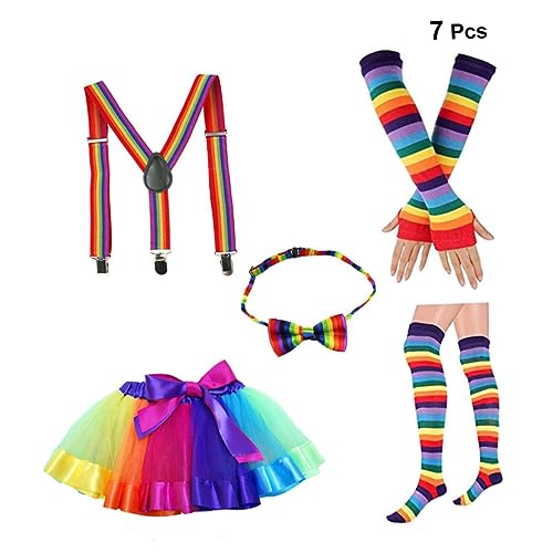 GAROZATION Regenbogen Tutu Rock Set Für Damen Bunte Kostüme Mit Schleife Langen Handschuhen Und Strumpfhaltern Für Partys Und Karneval Stil B Ideal Für Festliche Anlässe GAROZATION Regenbogen Tutu Rock Set Für Damen Bunte Kostüme Mit Schleife Langen Handschuhen Und Strumpfhaltern Für Partys Und Karneval Stil B Ideal Für Festliche Anlässe von GAROZATION