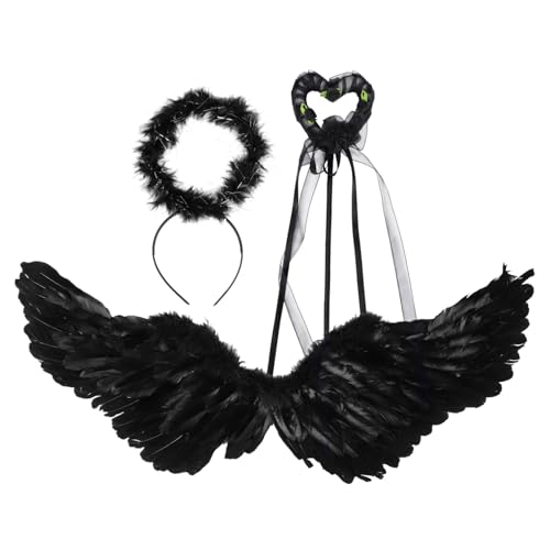 GAROZATION Stilvolles Teufelskostüm Halloween Flügelkostüme Outfits Bühnenkleidung Kreatives Teufelskostüm Feenstabkostüm Bühnenoutfit Cosplay Teufelsanzug Foto Requisitenumhang von GAROZATION