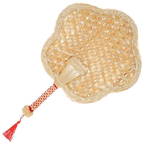 GAROZATION Vintage Chinesischer Handgefertigter Fächer aus Getrocknetem Naturstroh Leichter Tragbarer Handfächer für Sommerkühlung und Outdoor-partys Dekoratives Accessoire und Persönlicher von GAROZATION