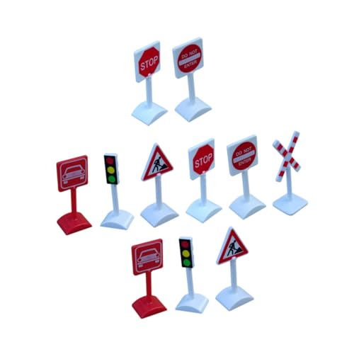 11 Stück Verkehrsschild Bildungsspielzeug für Realistische Simulation von Verkehrszeichen für Kreative Spielstraßen und Lernspiele von GARVALON