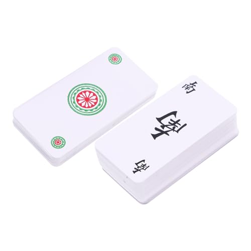 GARVALON 1 Satz Mahjong-Fliesen Klassisches Chinesisches Campingspielzeug Bausatz Spielversorgung Requisiten Für Reisetischspiele Requisiten Für Reisespiele PVC Karte Tragbar Reisen von GARVALON