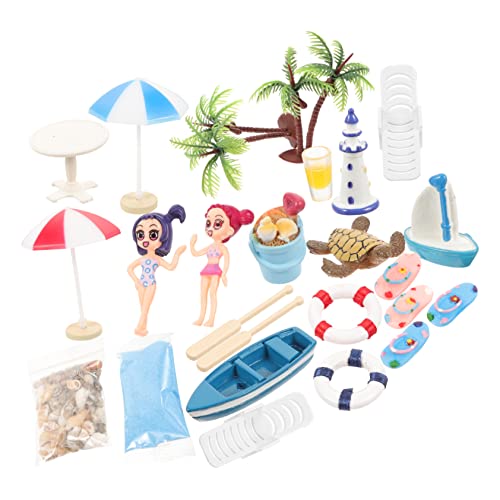 GARVALON 1 Satz Miniature Strand Dekoration Set Puppenhaus Zubehör Mini Strandstil Ornamente für DIY Sommer Landschaft Langlebig und Detailgetreu für Kreative Szenen Teiliges Set von GARVALON