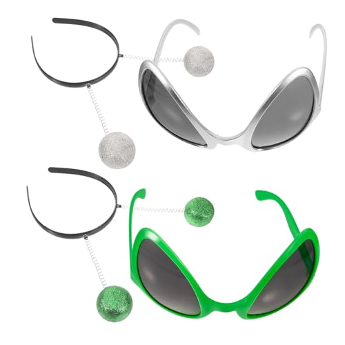 GARVALON Schickes Alien-stirnband Mit Sonnenbrille Kreatives Alien-haardekor Für Erwachsene Für Partys Stilvoll von GARVALON