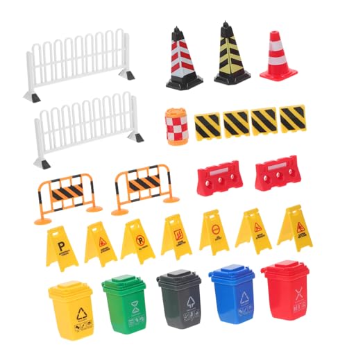 GARVALON 1 Set Barrikaden Modellspielzeug, Spielzeug Stoppschild, Mini Szene, Konstruktions Verkehrsschild, Spielzeug, Verkehrsschilder, Mini Verkehrsschild, Spielzeug, von GARVALON