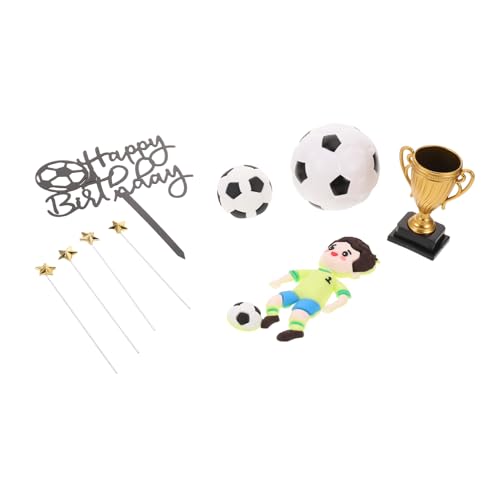 GARVALON 1 Set Fußball-kuchendekorationen: Mini-spielerfiguren Und Partyzubehör Zum Thema Fußball Für Geburtstagskuchen, Und Party-displays von GARVALON