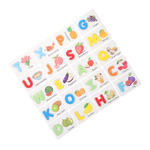 GARVALON 1 Satz Montessori-lernkarten Holzbuchstaben-puzzlespiel Mit Lernkarten Zur Obst Und Gemüseerkennung Für Kleinkinder Im Vorschulalter Lernspielzeug von GARVALON
