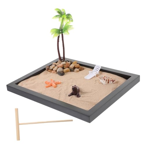 GARVALON 1 Set Japanischer Beach Desktop Landschaftsbau Sand Tisch Mikro Landschaft Home Dekoration Mikro Landschaft Sandkasten Mini Zen Garten Für Schreibtisch Garten Sandbox Zen Garten von GARVALON
