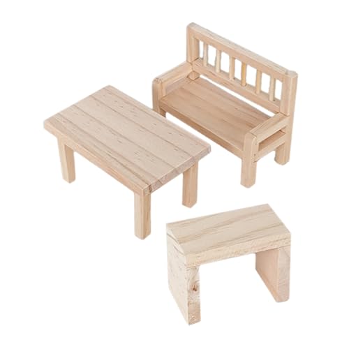 GARVALON Mini-Tisch Und Stühle Satz Miniatur-holzmöbel Puppenhausmöbel Modell Für Wohnzimmer Schlafzimmer Balkon Oder Garten GARVALON Mini-Tisch Und Stühle Satz Miniatur-holzmöbel Puppenhausmöbel Modell Für Wohnzimmer Schlafzimmer Balkon Oder Garten von GARVALON