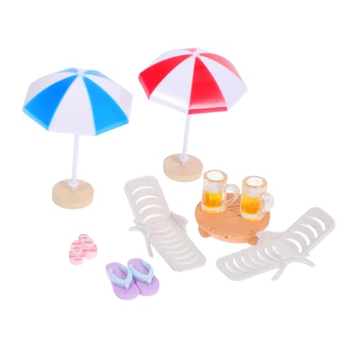 GARVALON 1 Set Miniatur-strandszenenmöbel, Puppenhaus-ozeandekor Mit, Liegestuhl, Nautischem Spielzeug Für DIY-feengarten-partygeschenk von GARVALON