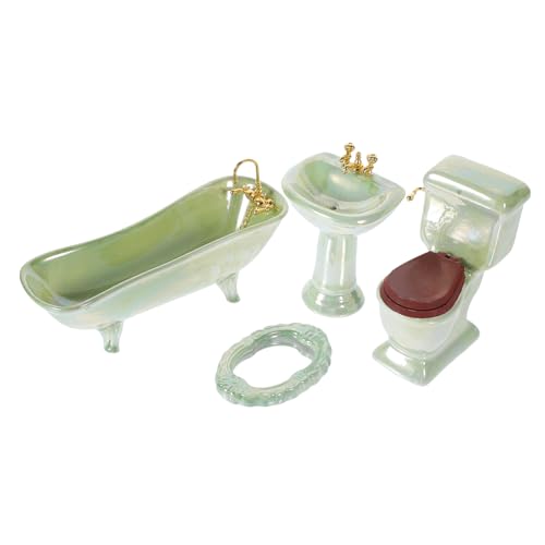 GARVALON Mini-möbel Satz Badezimmer Dekoration Puppenhaus Miniatur Bad Requisiten Wohndeko Puppenhausmöbel von GARVALON