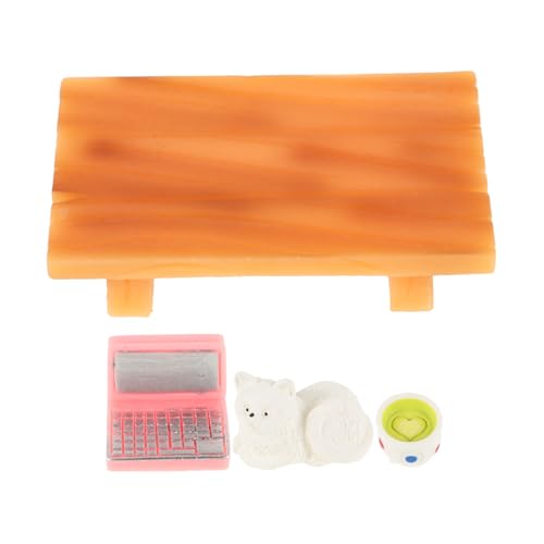 GARVALON 1 Set Puppenhaus Computer, Puppenhaus Möbel, Mini Möbel, Puppenhaus Miniaturtisch, Mini Dekorationsspielzeug, Puppenhaus Miniatur Laptop, Neuartiges Schreibtischzubehör, von GARVALON