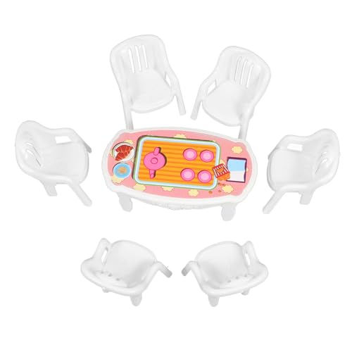 GARVALON 1 Set Puppenhausspielzeug, Mini Stühle, Puppenhaus, Miniaturtisch, Miniaturmöbelzubehör, Kunststoff Minihausmöbel, Puppenhaus, Mini Kunststofftisch, Puppenhausmöbel GARVALON 1 Set Puppenhausspielzeug, Mini Stühle, Puppenhaus, Miniaturtisch, Miniaturmöbelzubehör, Kunststoff Minihausmöbel, Puppenhaus, Mini Kunststofftisch, Puppenhausmöbel von GARVALON