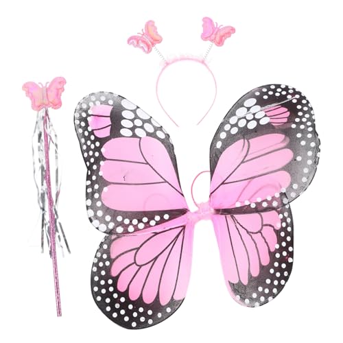 GARVALON 1 Set Schmetterlingsflügel Set Für Mädchen, Cosplay Kostüm, Schmetterlingsflügel Für Kinder, Feenstab, Flügel Requisiten, Kostümflügel, Feenflügel Für Mädchen, Kostüm Requisiten, von GARVALON