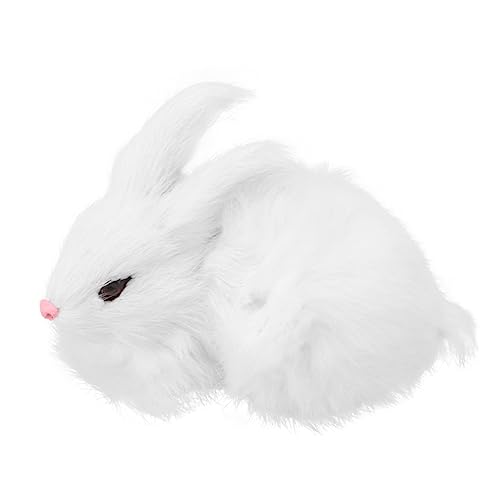 GARVALON 1 Stück Mini Plüschkaninchen Lifelike Rabbit Simulation Deko Weiße Tierfigur für Zuhause und Partys Perfektes für Freunde Kompakt Leicht für Unterwegs von GARVALON