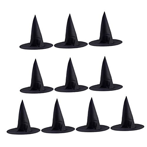 GARVALON 10 Stück Teiliges Halloween Hexenhüte Schwarz Cosplay Partyhut Karneval Kostüm Zubehör für Foto Requisiten und Festveranstaltungen von GARVALON