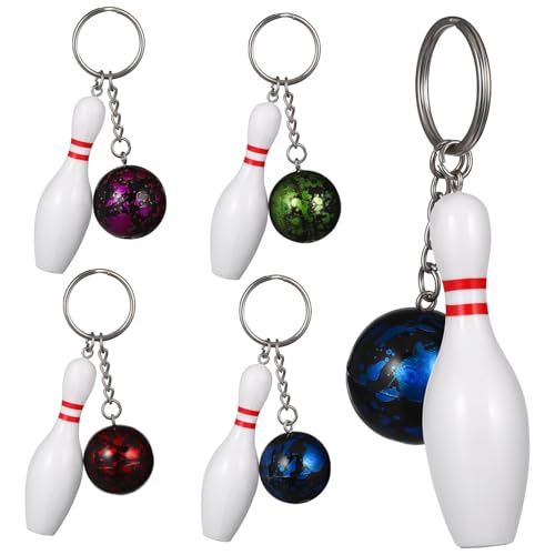 GARVALON 10 Stück Teiliges Mini Bowling Schlüsselanhänger Lebensechte Bowling Anhänger Bunte Sport Deko Vielseitiger Schlüsselhalter für Tasche Rucksack Geburtstagsfeier Zufällige Farbe von GARVALON