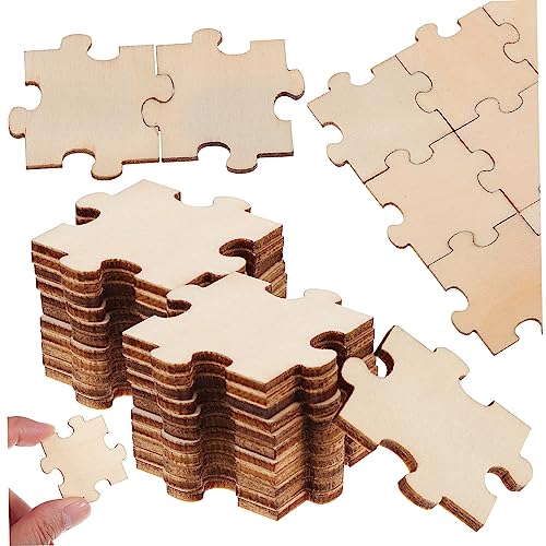 GARVALON 100Stücke Unvollendete Holz Puzzlestücke für DIY Bastelprojekte Blanko Puzzle Teile zum Malen für Kunsthandwerk und Klassenzimmeraktivitäten von GARVALON