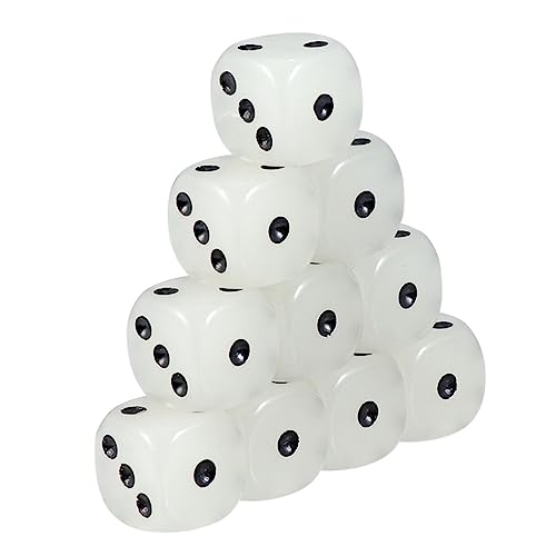 GARVALON 10Stücke Leuchtende Würfel für Brettspiele Acrylspielwürfel Fluoreszierender Farbe für Partys Bars und Spieleabende für und von GARVALON
