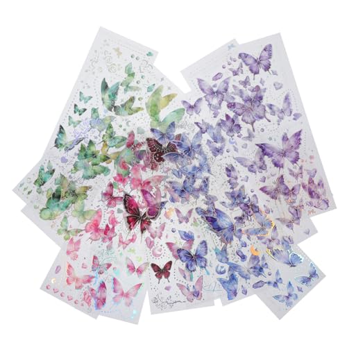 GARVALON 12 Blatt Aufkleber Dekoration Schmetterling Aufkleber Journal Aufkleber Scrapbooking Aufkleber Tagebuch Aufkleber Selbstklebende Aufkleber Scrapbooking Schmetterling Aufkleber DIY von GARVALON