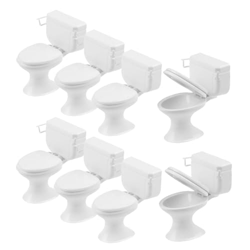 GARVALON Dekorative Mini-toiletten 8 Stück Kunststoff-badezimmer-requisiten Für Puppenhaus-miniaturhaus-dekorationen von GARVALON
