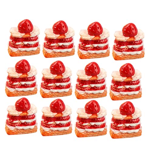 GARVALON 12 Stück Erdbeer Sahne Torte, Mini Dessert Modell, Harz Kuchen Ornament, Miniatur Dessert Modell, Winziges Kuchen Modell, Harz, Gefälschtes Lebensmittel Ornament, Simulierter GARVALON 12 Stück Erdbeer Sahne Torte, Mini Dessert Modell, Harz Kuchen Ornament, Miniatur Dessert Modell, Winziges Kuchen Modell, Harz, Gefälschtes Lebensmittel Ornament, Simulierter von GARVALON