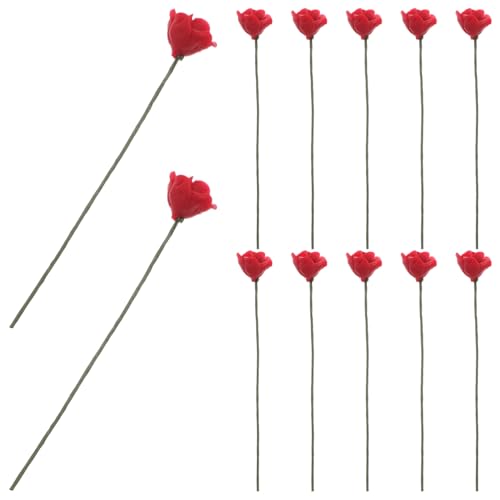 GARVALON 12er-Pack Künstliche Rosen Vase Miniatur-Rosen-blumenarrangement Für Puppenhaus Und Heimdekoration von GARVALON
