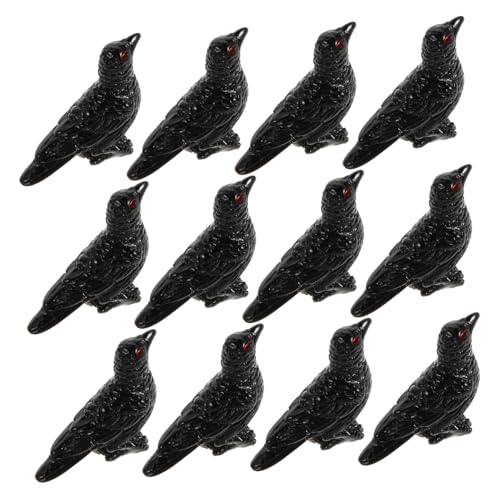 GARVALON 12 Stücke Desktop Mini Harz Crow Statue Miniatur Vogel Figurine Für Vielseitige Decor von GARVALON