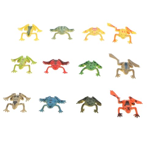 GARVALON 12 Stück Teiliges Realistische und Froschmodelle Bunte Mini Tierfiguren für Pool und Garten Dekoration Vielseitig für Party Beutel und DIY Verzierungen von GARVALON