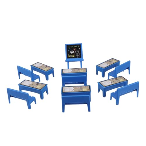 GARVALON 13 Stück Miniatur Klassenzimmer Spielset Teilig für Puppen Schreibtisch Stuhl Tafel Puppenhaus Möbel für Kreatives und Lernen Sicheres von GARVALON