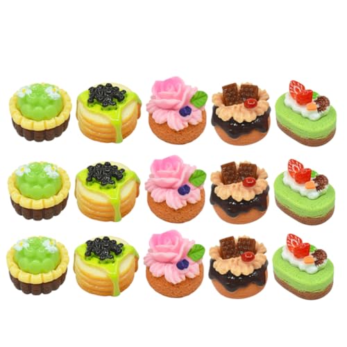 GARVALON 15 Stück Simulierter Obstkuchen, Gefälschte Desserts, Zarte Kuchenmodelle, Gefälschte Kuchen, DIY Kuchenmodelle, Kuchendekor, Künstlicher Kuchen, Gefälschter Kleiner Kuchen, von GARVALON