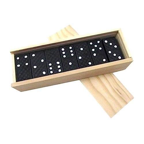 GARVALON 1Satz Holz Domino Set für Schwarze Dominosteine Praktischer Aufbewahrungsbox Interaktives Lernspielzeug für Drinnen und Draußen für Familienspiele von GARVALON