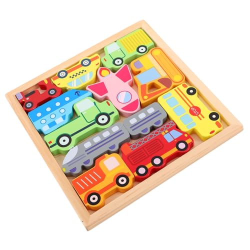 GARVALON 1Satz Holzpuzzle für Kleinkinder Cartoon Fahrzeugform Puzzle Frühpädagogisches für Kindergarten Fördert Kreativität und Intelligenz durch Interaktives von GARVALON