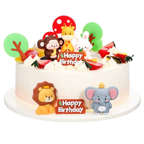 GARVALON 1Satz Waldtier Kuchenaufsätze Teilig Dschungelmotiv für Babypartys und Waldpartys Realistische Mini Tierfiguren zur Kuchendekoration Sicher und Vielseitig Einsetzbar von GARVALON