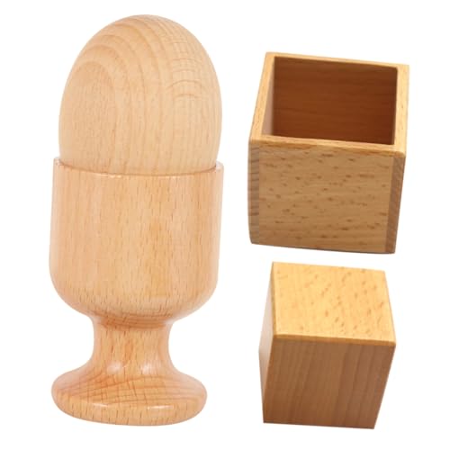 GARVALON 2 Sätze Hand Auge koordination Holzspielzeug mit Holz Ei und Eierbecher Sowie Holzbox und Würfel Pädagogisches Montessori Lernspielzeug zur Motorischer Fähigkeiten von GARVALON