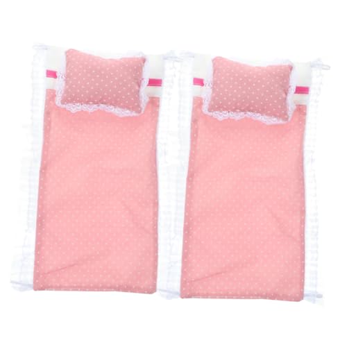 GARVALON Puppenhaus Bettlaken Kissen Set 2 Stück Miniatur Bettwäsche Puppenhaus Puppen Quilt Für Mädchen von GARVALON